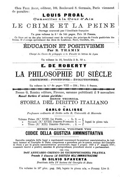 La scuola positiva nella giurisprudenza civile e penale e nella vita sociale