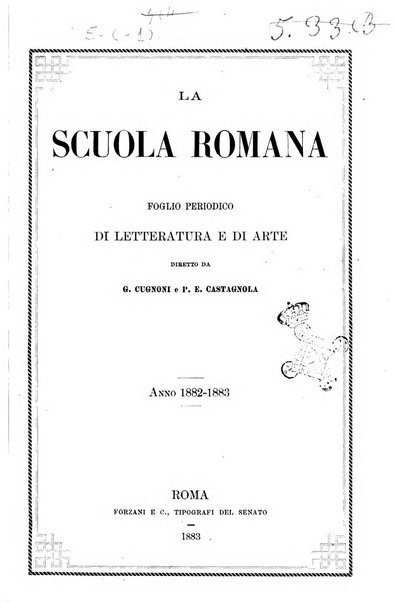 La scuola romana foglio periodico di letteratura e di arte