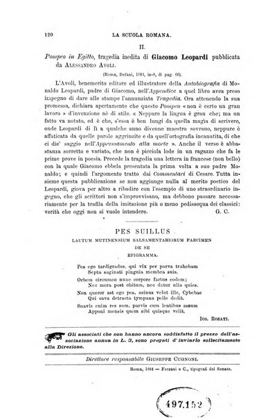 La scuola romana foglio periodico di letteratura e di arte