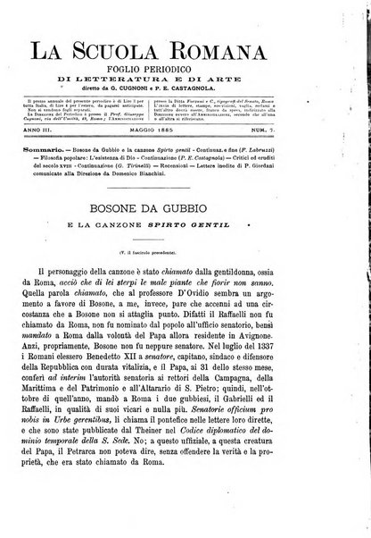 La scuola romana foglio periodico di letteratura e di arte