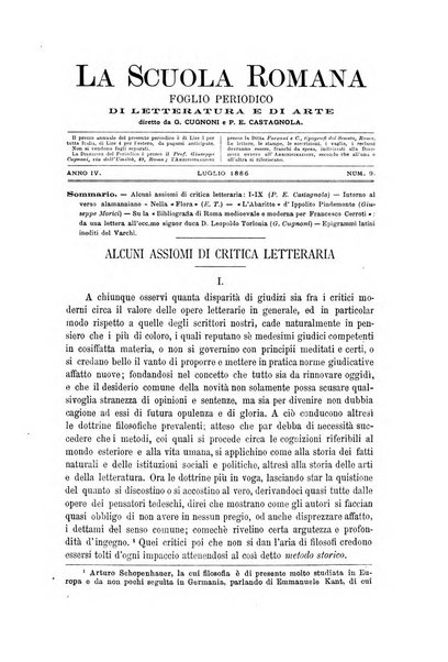 La scuola romana foglio periodico di letteratura e di arte