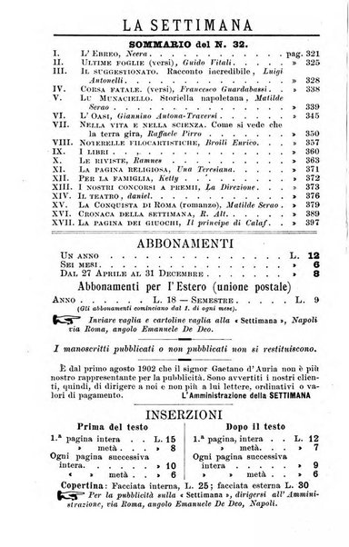 La settimana rassegna di lettere, arti e scienze