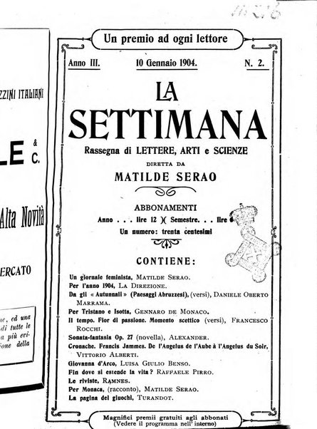 La settimana rassegna di lettere, arti e scienze