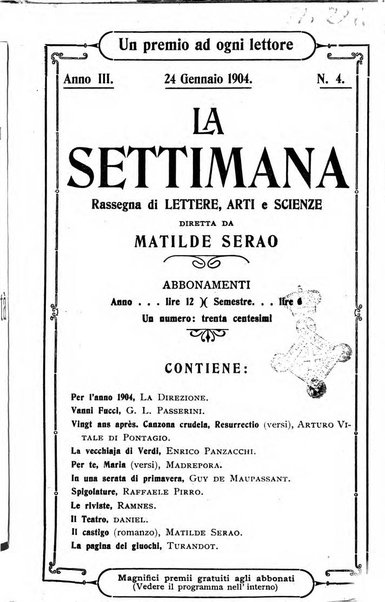 La settimana rassegna di lettere, arti e scienze