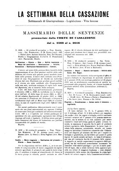 La settimana della Cassazione settimanale di giurisprudenza, legislazione, vita forense