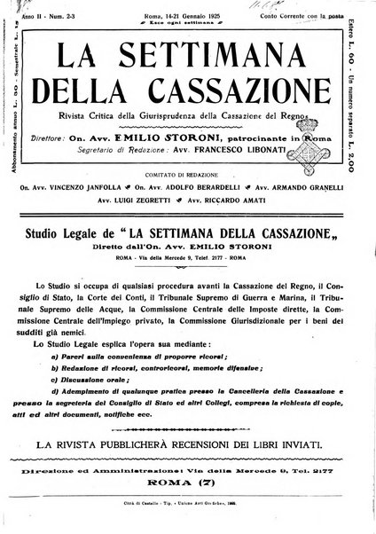 La settimana della Cassazione settimanale di giurisprudenza, legislazione, vita forense