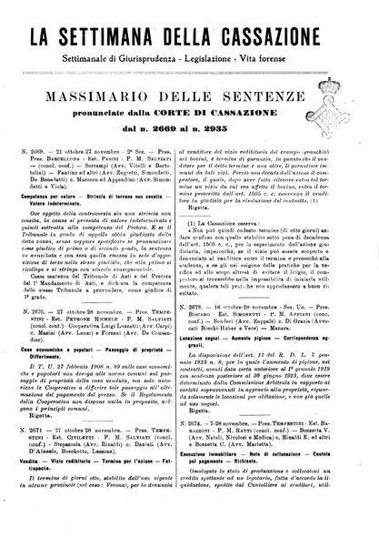 La settimana della Cassazione settimanale di giurisprudenza, legislazione, vita forense