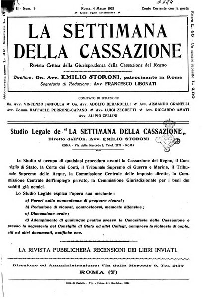 La settimana della Cassazione settimanale di giurisprudenza, legislazione, vita forense