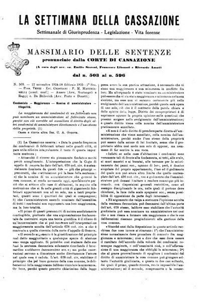 La settimana della Cassazione settimanale di giurisprudenza, legislazione, vita forense