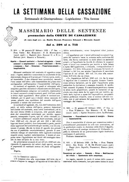 La settimana della Cassazione settimanale di giurisprudenza, legislazione, vita forense