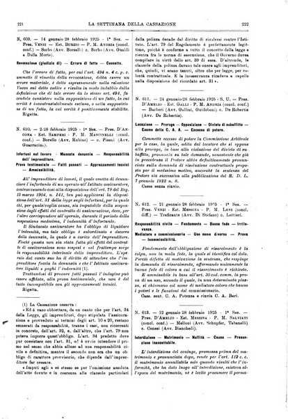 La settimana della Cassazione settimanale di giurisprudenza, legislazione, vita forense