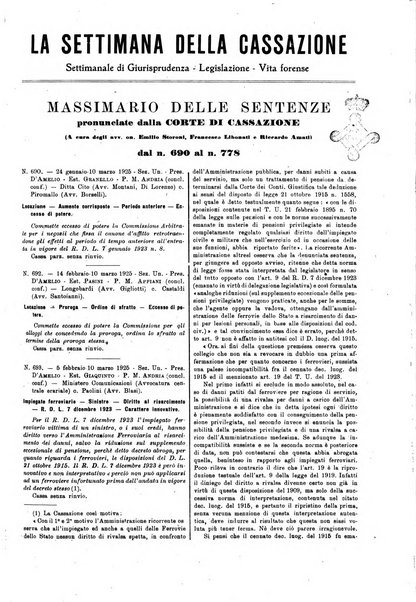 La settimana della Cassazione settimanale di giurisprudenza, legislazione, vita forense