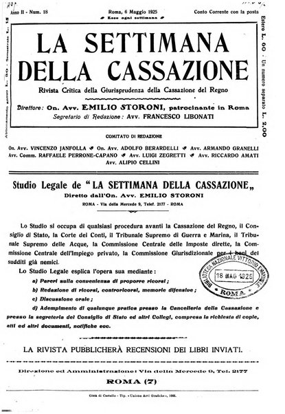 La settimana della Cassazione settimanale di giurisprudenza, legislazione, vita forense