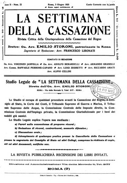 La settimana della Cassazione settimanale di giurisprudenza, legislazione, vita forense