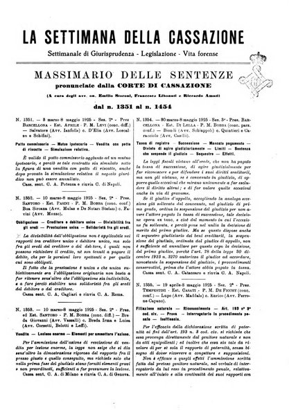 La settimana della Cassazione settimanale di giurisprudenza, legislazione, vita forense