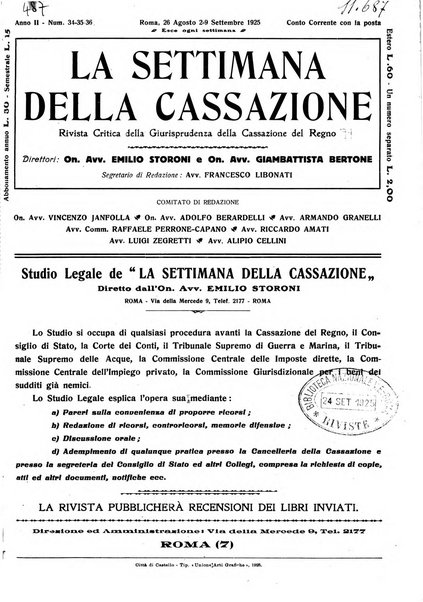 La settimana della Cassazione settimanale di giurisprudenza, legislazione, vita forense