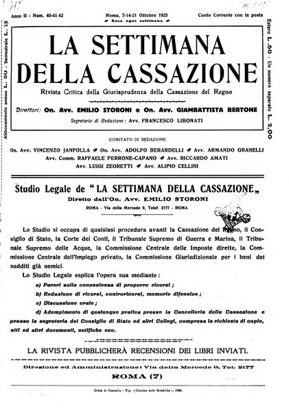 La settimana della Cassazione settimanale di giurisprudenza, legislazione, vita forense