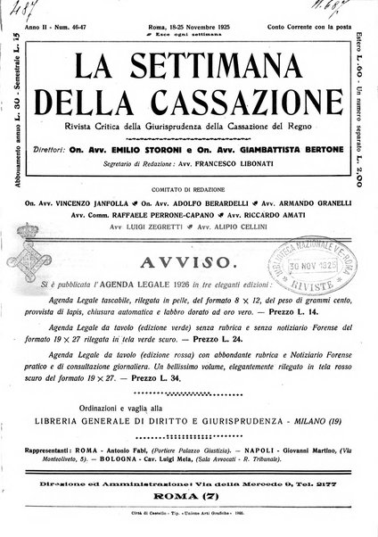 La settimana della Cassazione settimanale di giurisprudenza, legislazione, vita forense