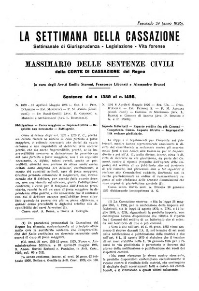 La settimana della Cassazione settimanale di giurisprudenza, legislazione, vita forense