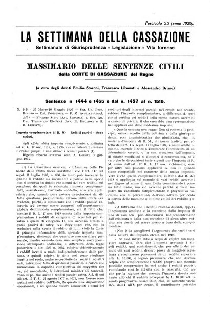 La settimana della Cassazione settimanale di giurisprudenza, legislazione, vita forense