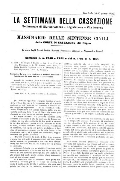 La settimana della Cassazione settimanale di giurisprudenza, legislazione, vita forense