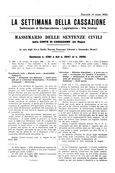 La settimana della Cassazione settimanale di giurisprudenza, legislazione, vita forense