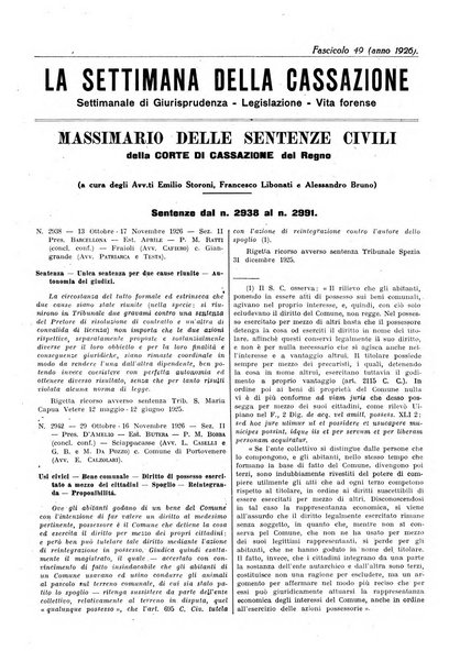 La settimana della Cassazione settimanale di giurisprudenza, legislazione, vita forense