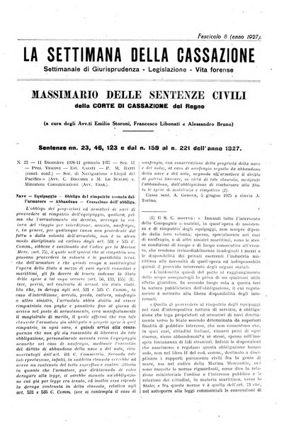 La settimana della Cassazione settimanale di giurisprudenza, legislazione, vita forense