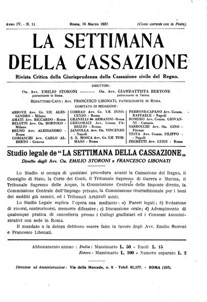 La settimana della Cassazione settimanale di giurisprudenza, legislazione, vita forense