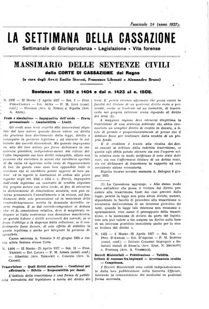 La settimana della Cassazione settimanale di giurisprudenza, legislazione, vita forense