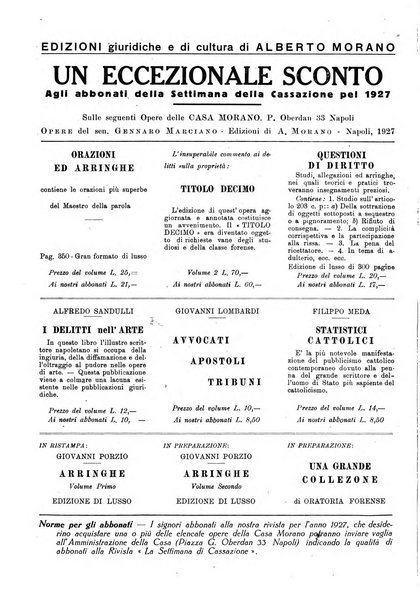 La settimana della Cassazione settimanale di giurisprudenza, legislazione, vita forense