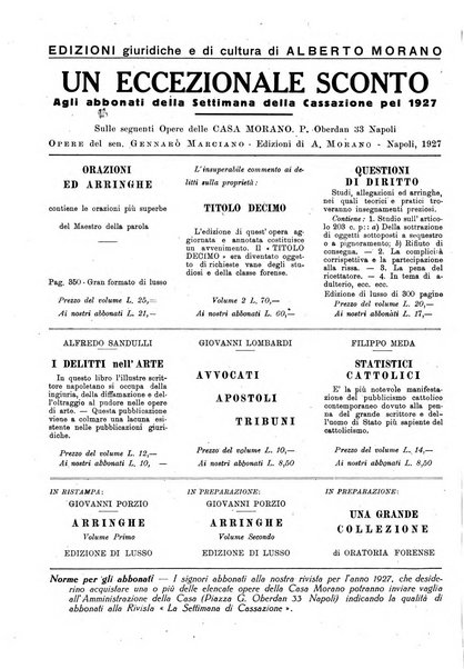 La settimana della Cassazione settimanale di giurisprudenza, legislazione, vita forense