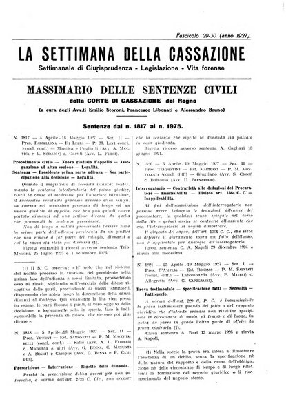 La settimana della Cassazione settimanale di giurisprudenza, legislazione, vita forense