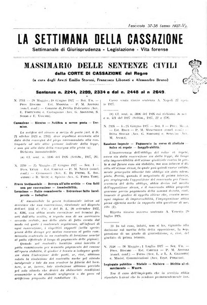 La settimana della Cassazione settimanale di giurisprudenza, legislazione, vita forense