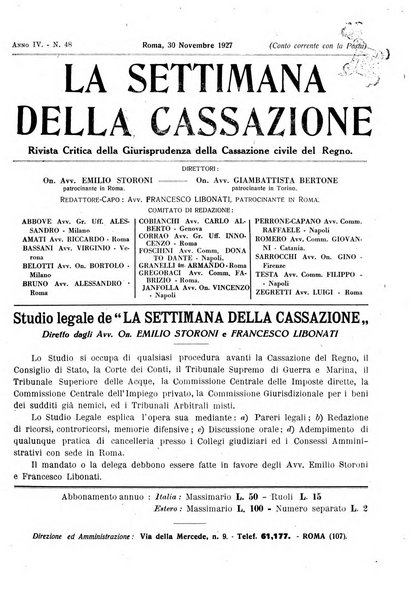 La settimana della Cassazione settimanale di giurisprudenza, legislazione, vita forense