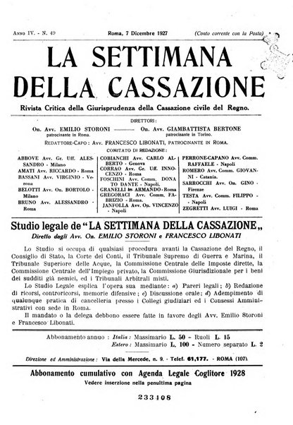 La settimana della Cassazione settimanale di giurisprudenza, legislazione, vita forense