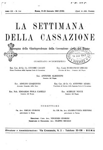 La settimana della Cassazione settimanale di giurisprudenza, legislazione, vita forense