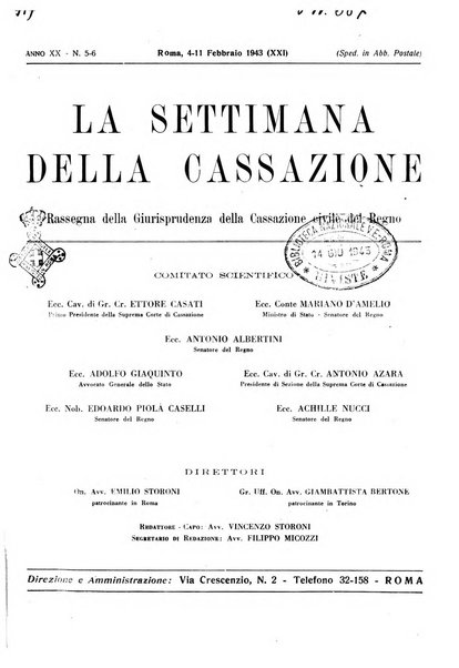 La settimana della Cassazione settimanale di giurisprudenza, legislazione, vita forense