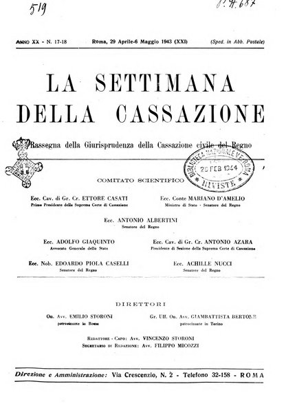 La settimana della Cassazione settimanale di giurisprudenza, legislazione, vita forense