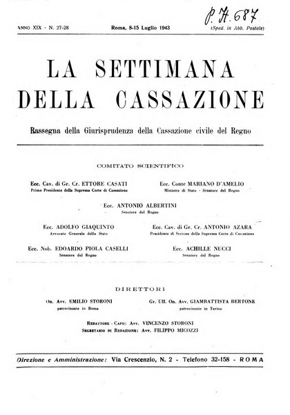 La settimana della Cassazione settimanale di giurisprudenza, legislazione, vita forense