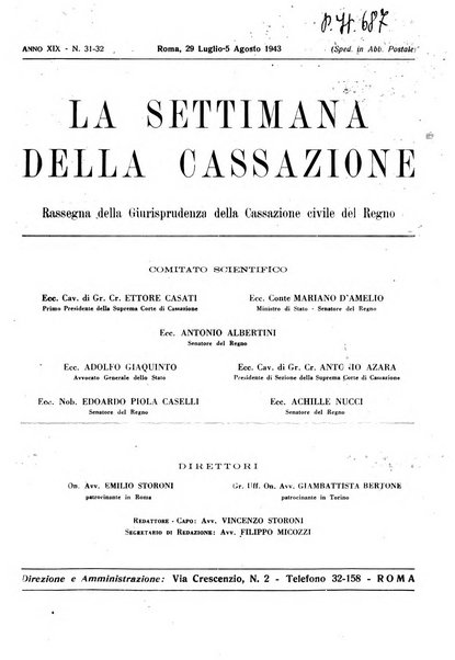 La settimana della Cassazione settimanale di giurisprudenza, legislazione, vita forense