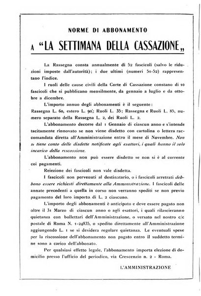 La settimana della Cassazione settimanale di giurisprudenza, legislazione, vita forense