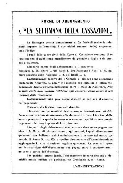 La settimana della Cassazione settimanale di giurisprudenza, legislazione, vita forense