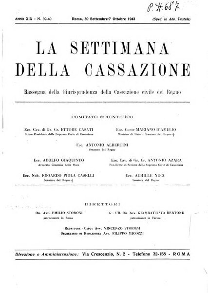 La settimana della Cassazione settimanale di giurisprudenza, legislazione, vita forense