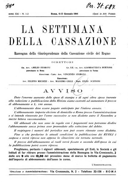 La settimana della Cassazione settimanale di giurisprudenza, legislazione, vita forense