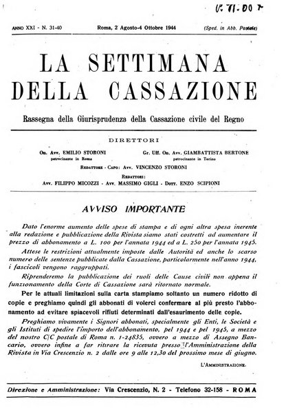 La settimana della Cassazione settimanale di giurisprudenza, legislazione, vita forense