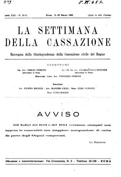 La settimana della Cassazione settimanale di giurisprudenza, legislazione, vita forense