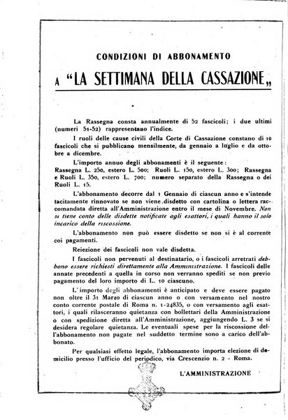 La settimana della Cassazione settimanale di giurisprudenza, legislazione, vita forense