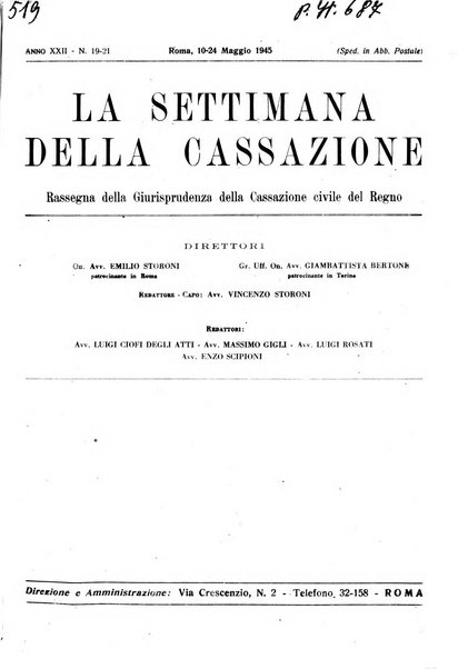 La settimana della Cassazione settimanale di giurisprudenza, legislazione, vita forense