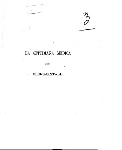 La settimana medica de Lo sperimentale organo dell'Accademia medico-fisica fiorentina